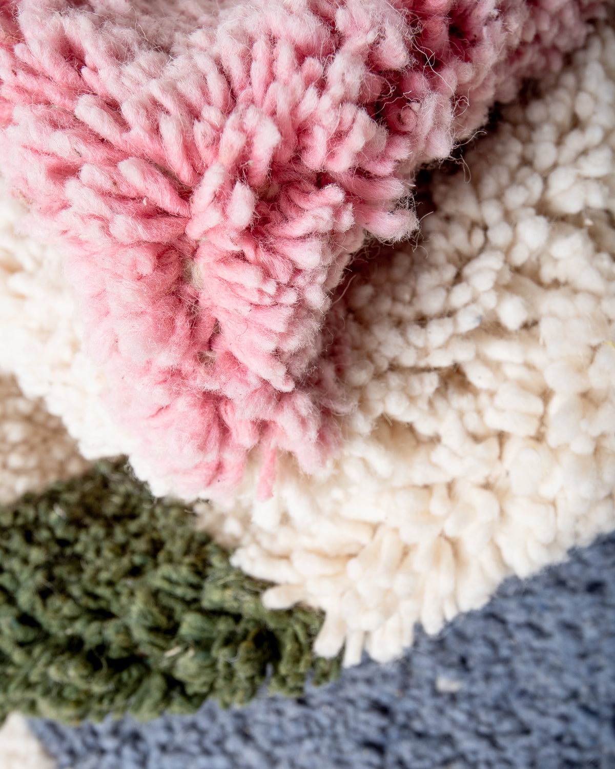 Modern, designer, handcrafted Berber rug from Morocco. Beniourain carpet with beautiful colours and patterns and fluffy wool texture.